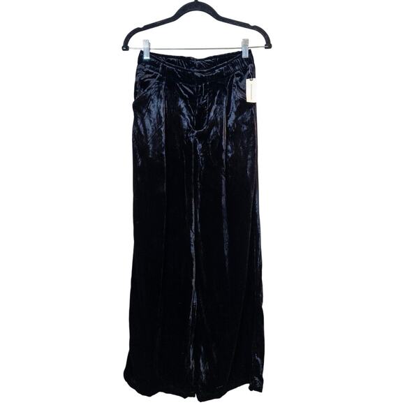 Anthropologie NWT Wide Leg Black Velvet Pants XS - Picture 6 of 11